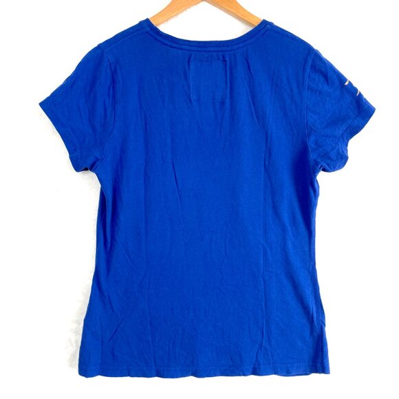 Superdry T Shirt Womens US Size 8 Small Royal Blue Metallic Logo - Picture 5 of 8